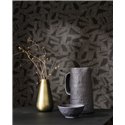 Casadeco|Ethnic-style black wallpaper, modern and linen-effect|Wallpaper