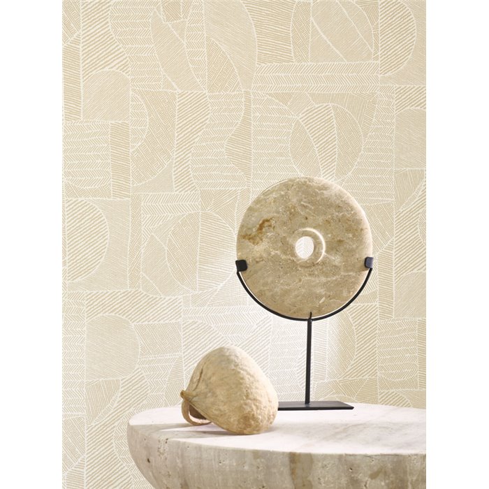 Casadeco|Beige ethnic-style wallpaper with a modern touch|Wallpaper