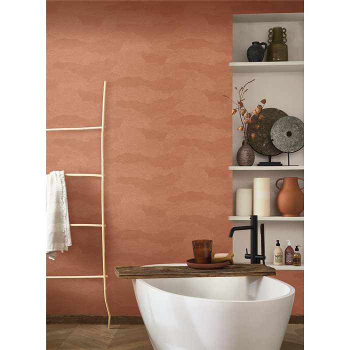 Casadeco|Papel pintado estilo étnico blanco con puntos en forma de nubes abstractas|Papel Pintado