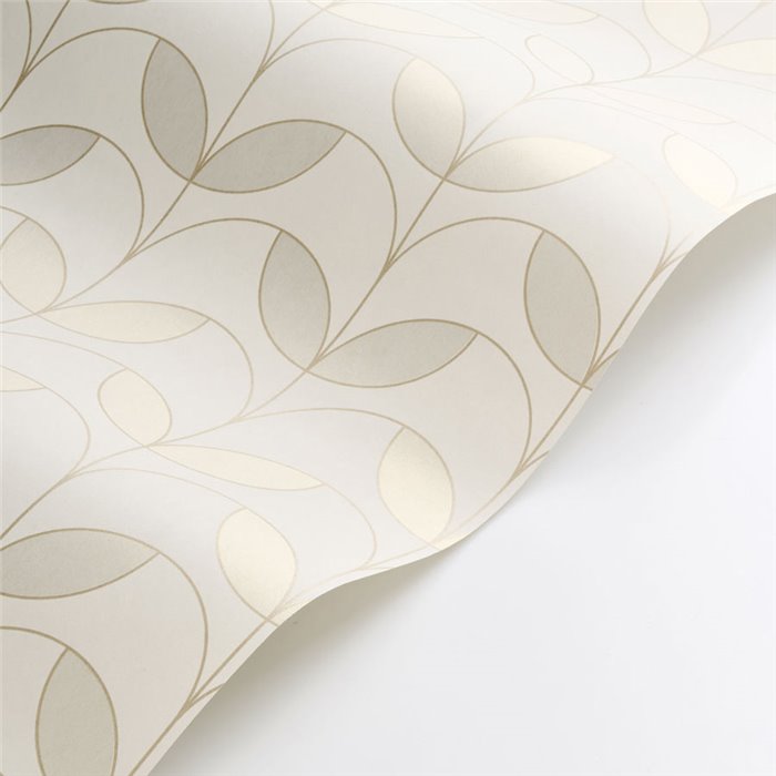 Casadeco|Elegante beigefarbene Tapete im Art-Déco-Stil, inspiriert von Cabaret-Tiaras|Tapeten