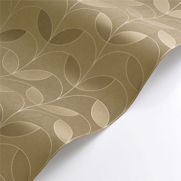 Casadeco|Goldmetallisierte Art-Déco-Tapete in Form von Blumenblättern|Tapeten