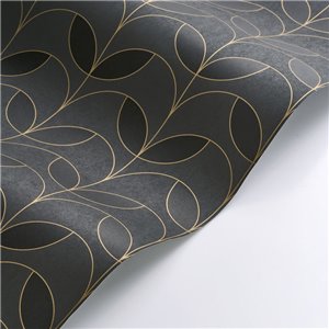 Casadeco|Papel pintado azul Art Deco abanicos detalles metalizados|Art Deco 2