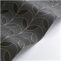 Casadeco|Black Art Deco wallpaper with elegant golden petals|Wallpaper