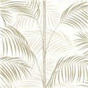 Casadeco|Papel pintado hojas de palmera elegante blanco y beige brillo|Floral