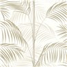 Casadeco|Papel pintado hojas de palmera elegante blanco y beige brillo|Floral