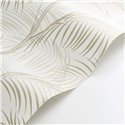 Casadeco|Papel pintado hojas de palmera elegante blanco y beige brillo|Floral