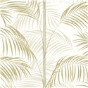 Casadeco|Elegante Tapete mit Palmenblättern in Weiß, Gold und Silber|Tropische