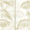Casadeco|Papel pintado elegante con hojas de palmera blanco, dorado y plateado|Tropical