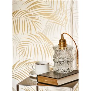 Versace|Tropical wallpaper large palm leaves metallic finish|Tropical 2