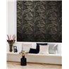 Casadeco|Schwarze Tapete mit Palmenblättern im modernen Stil|Blumen