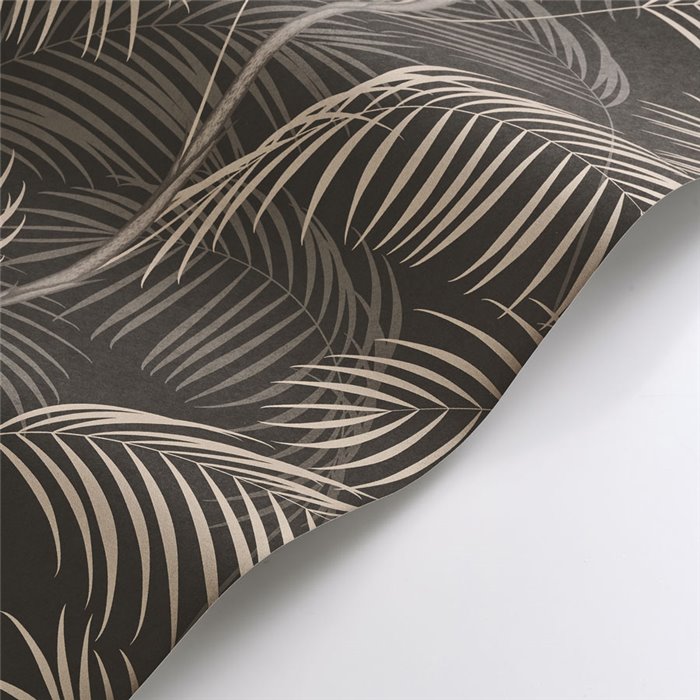 Casadeco|Papel pintado hojas de palmeras negro estilo moderno|Floral