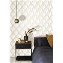 Casadeco|Papier peint style art déco blanc avec arcs irisés|Papier Peint
