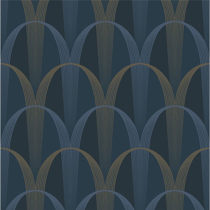 Casadeco|Papel pintado art deco azul formas entrelazadas ideal para dormitorio|Papel Pintado