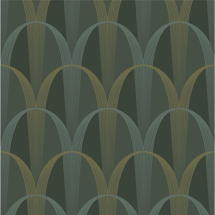 Papel pintado estilo art decó verde, ideal para espacios comerciales y hostelería - Casadeco Annees Folles 201047728