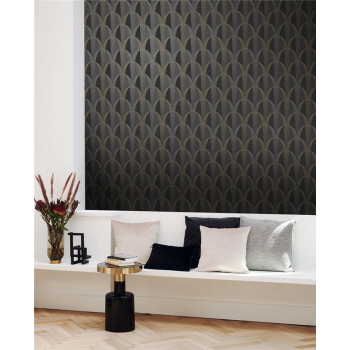 Casadeco|Modern black Art Deco wallpaper ideal for fashion boutiques|Wallpaper