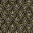 Casadeco|Papier peint chambre noire avec feuilles de palmier style art déco|Papier Peint