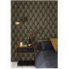 Casadeco|Black bedroom wallpaper with palm leaves in Art Deco style|Wallpaper