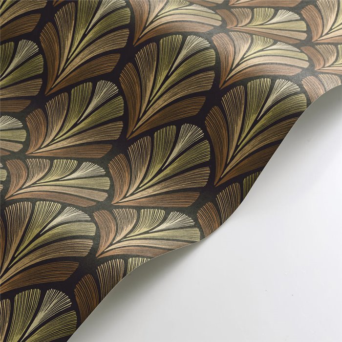 Casadeco|Floral wallpaper with palm leaves in Art Deco style|Wallpaper