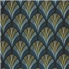 Casadeco|Moderne blaue Art-Déco-Tapete mit Palmenblättern|Tapeten