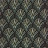 Casadeco|Grüne geometrische Art-Déco-Tapete mit Palmenblatt-Formen|Tapeten