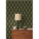 Casadeco|Art Deco wallpaper with elegant floral pattern and green color|Wallpaper
