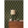 Casadeco|Papel pintado art deco un elegante patrón floral y color verde|Papel Pintado