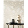 Casadeco|Weiße moderne Tapete mit abstrakten Spiralen in Beige|Modern