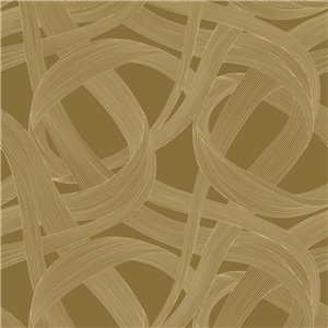 Papeldecor|Papier peint abstrait fleurs et cercles noir avec doré métallisé|Papier Peint