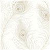 Casadeco|White Art Deco style wallpaper with elegant peacock feathers|Wallpaper