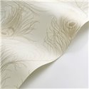 Casadeco|Papier peint style art déco blanc avec plumes de paon élégantes|Papier Peint