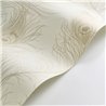 Casadeco|White Art Deco style wallpaper with elegant peacock feathers|Wallpaper