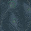 Casadeco|Blue peacock feather wallpaper in Art Deco style|Wallpaper