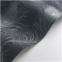 Casadeco|Papier peint plumes de paon bleu style art déco|Papier Peint