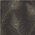 Casadeco|Elegante schwarze Pfauenfeder-Tapete mit Glanz|Tapeten