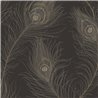 Casadeco|Papier peint plumes de paon élégantes noires avec reflets|Papier Peint
