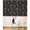 Casadeco|Papel pintado plumas pavo real elegantes negro con brillo|Papel Pintado