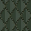 Casadeco|Papel pintado estilo inglés verde con rombos metalizados 3D|Rombos
