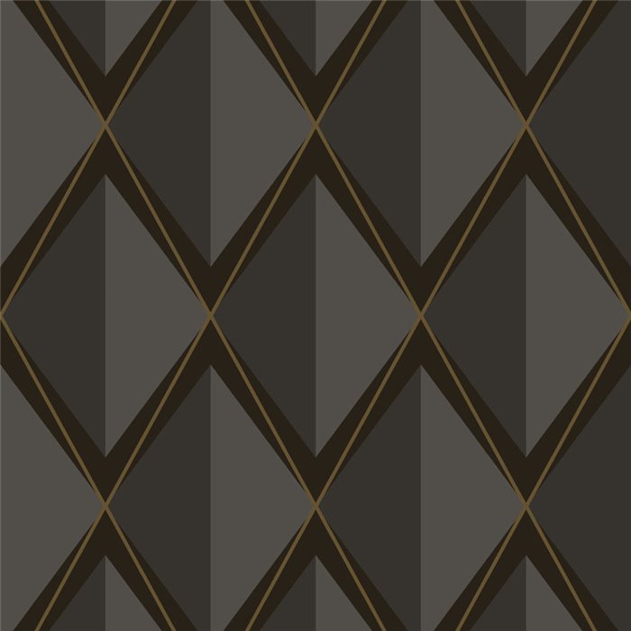 Casadeco|Papel pintado geométrico 3D estilo moderno con rombos negros brillo y mate|Rombos