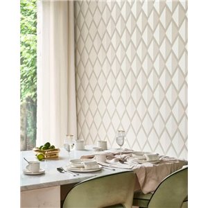 Casadeco|Papier peint géométrique 3D style moderne avec losanges noirs brillants et mats|Losanges 2