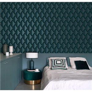 Casadeco|Papier peint géométrique 3D style moderne avec losanges noirs brillants et mats|Losanges 2