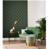 Papel pintado estilo art decó verde, ideal para espacios comerciales y hostelería - Casadeco Annees Folles 201047728