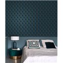 Casadeco|Blaue Art-Déco-Tapete mit verschlungenen Formen, ideal fürs Schlafzimmer|Tapeten