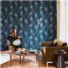 Casadeco|White Art Deco style wallpaper with elegant peacock feathers|Wallpaper