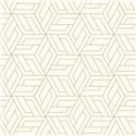 Grandeco|Papier peint géométrique hexagones 3D blanc et or|Effet 3D