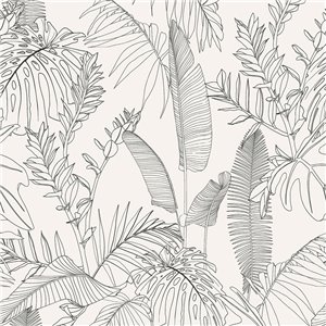 Marburg|Tropical large leaf wallpaper in green and gray|Tropical
