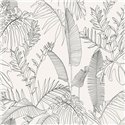 Grandeco|Tropische minimalistische Blattfloristik Weiße Tapete|Tapeten