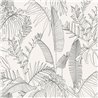 Grandeco|Tropische minimalistische Blattfloristik Weiße Tapete|Tapeten