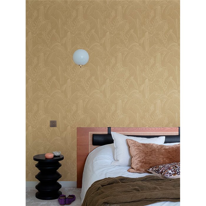 Grandeco|Papier peint floral tropical feuilles minimalistes|Papier Peint