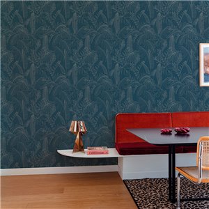 Grandeco|Papel pintado floral tropical hojas minimalistas blanco|Papel Pintado 2