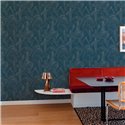 Grandeco|Papier peint floral tropical feuilles minimalistes bleu|Papier Peint
